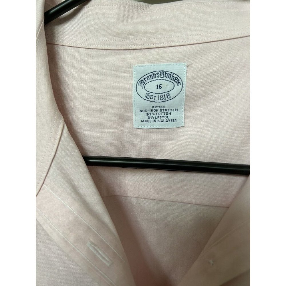 Brooks Brothers 2pc‎ Lot Pink Purple Non Iron Fitted Long Sleeve Shirt Sz 16 - Picture 3 of 7